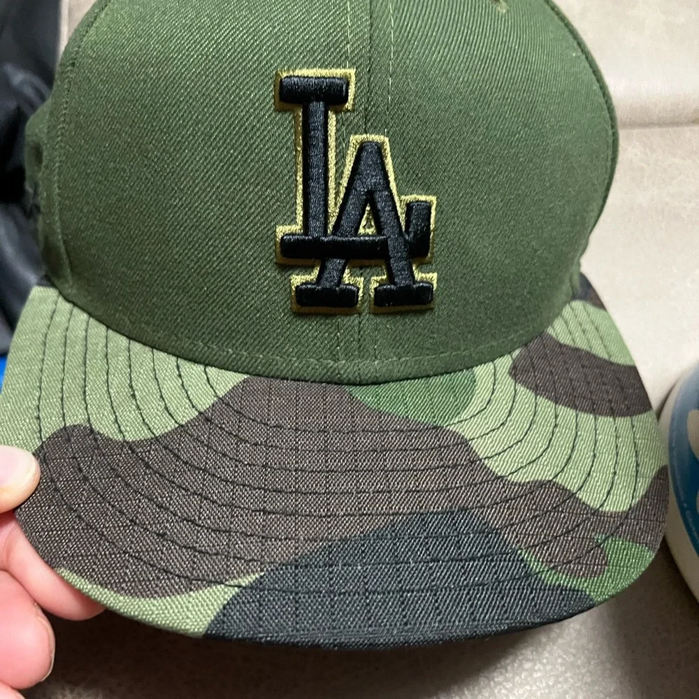 Los Angeles dodgers Green Camouflage men hat New ear authentic 7 1/8 59 fifty - Picture 7 of 7